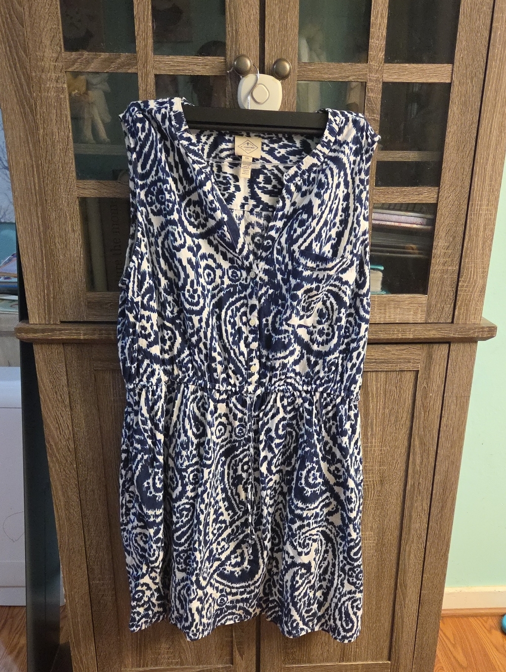 St. John's Bay EUC Sleeveless Blue and White Paisley Women's Dress • Size XXL